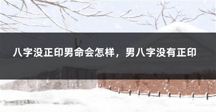 八字没正印男命会怎样，男八字没有正印
