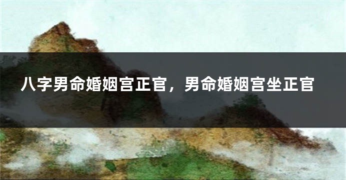 八字男命婚姻宫正官，男命婚姻宫坐正官