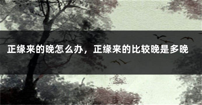 正缘来的晚怎么办，正缘来的比较晚是多晚