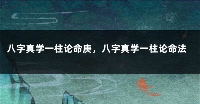 八字真学一柱论命庚，八字真学一柱论命法