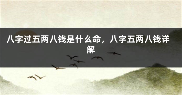 八字过五两八钱是什么命,八字五两八钱详解