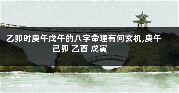 乙卯时庚午戊午的八字命理有何玄机,庚午 己卯 乙酉 戊寅