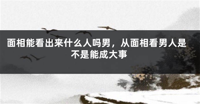 面相能看出来什么人吗男,从面相看男人是不是能成大事