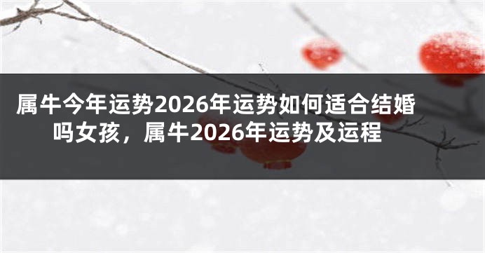 属牛今年运势2026年运势如何适合结婚吗女孩，属牛2026年运势及运程