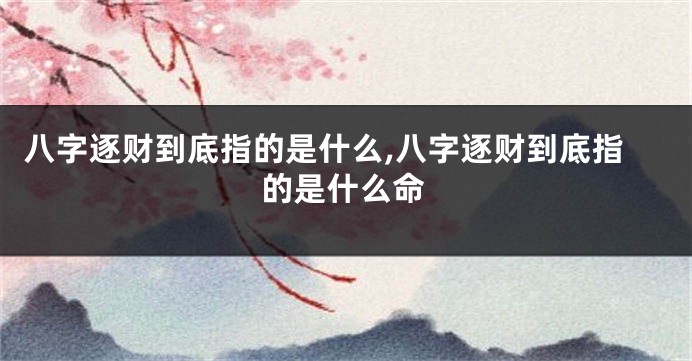 八字逐财到底指的是什么,八字逐财到底指的是什么命