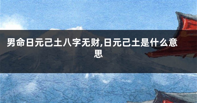 男命日元己土八字无财,日元己土是什么意思