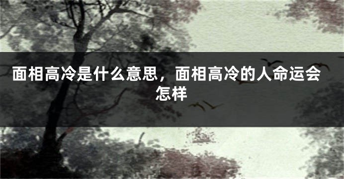 面相高冷是什么意思,面相高冷的人命运会怎样