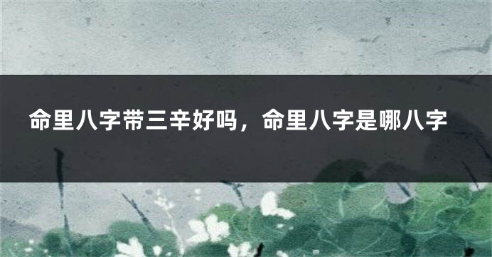 命里八字带三辛好吗，命里八字是哪八字