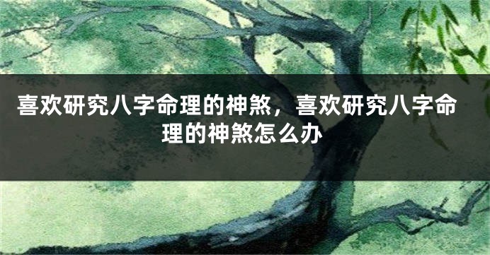 喜欢研究八字命理的神煞，喜欢研究八字命理的神煞怎么办