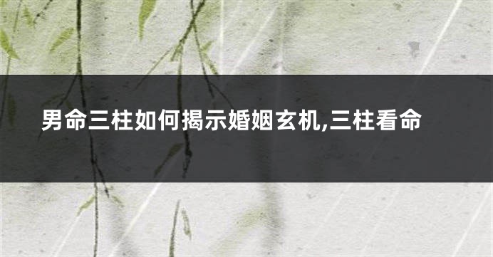 男命三柱如何揭示婚姻玄机,三柱看命