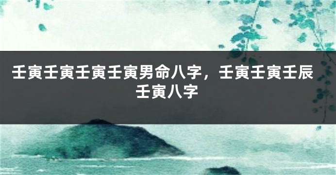 壬寅壬寅壬寅壬寅男命八字，壬寅壬寅壬辰壬寅八字