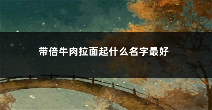 带倍牛肉拉面起什么名字最好