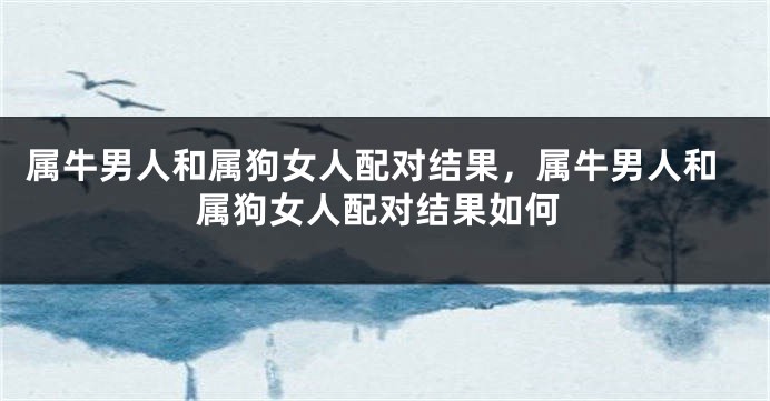 属牛男人和属狗女人配对结果，属牛男人和属狗女人配对结果如何