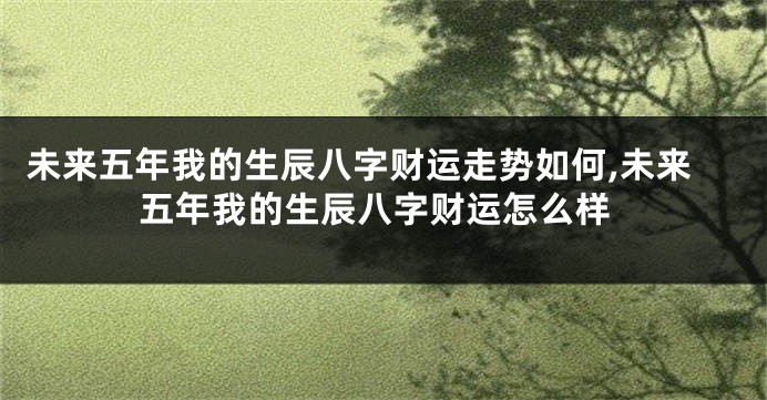 未来五年我的生辰八字财运走势如何,未来五年我的生辰八字财运怎么样