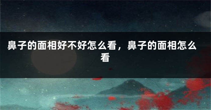 鼻子的面相好不好怎么看,鼻子的面相怎么看