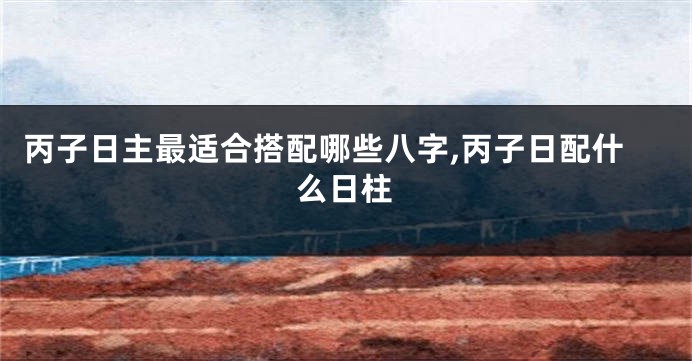 丙子日主最适合搭配哪些八字,丙子日配什么日柱