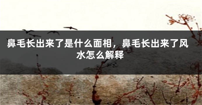 鼻毛长出来了是什么面相，鼻毛长出来了风水怎么解释