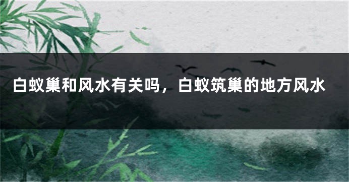 白蚁巢和风水有关吗，白蚁筑巢的地方风水