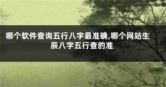 哪个软件查询五行八字最准确,哪个网站生辰八字五行查的准