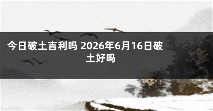 今日破土吉利吗 2026年6月16日破土好吗