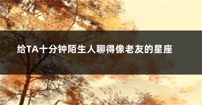 给TA十分钟陌生人聊得像老友的星座