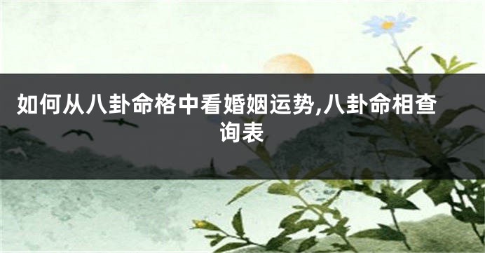 如何从八卦命格中看婚姻运势,八卦命相查询表