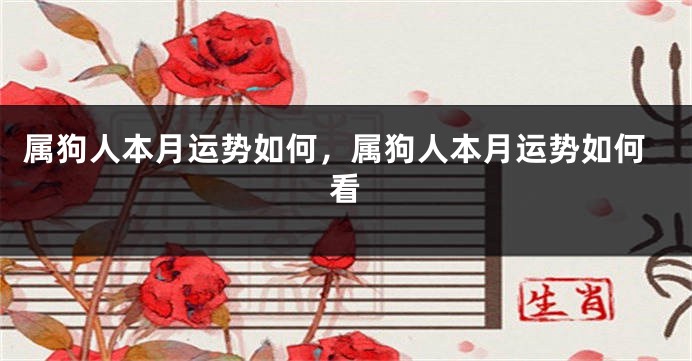 属狗人本月运势如何,属狗人本月运势如何看