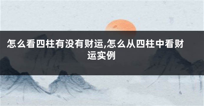 怎么看四柱有没有财运,怎么从四柱中看财运实例