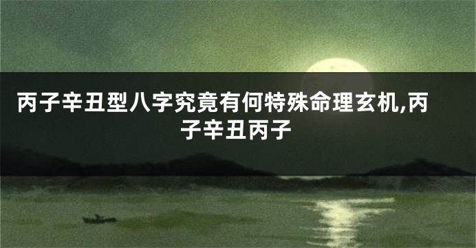 丙子辛丑型八字究竟有何特殊命理玄机,丙子辛丑丙子