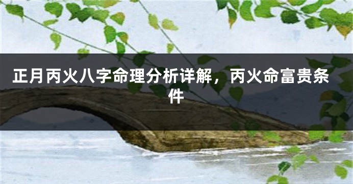 正月丙火八字命理分析详解，丙火命富贵条件