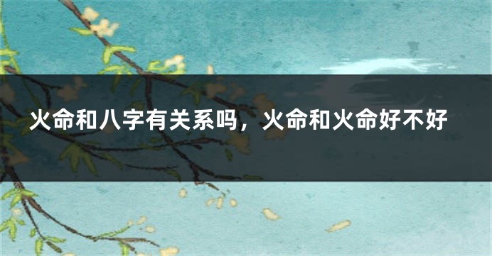 火命和八字有关系吗,火命和火命好不好