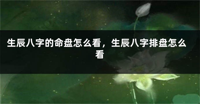 生辰八字的命盘怎么看，生辰八字排盘怎么看