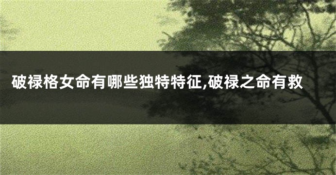 破禄格女命有哪些独特特征,破禄之命有救