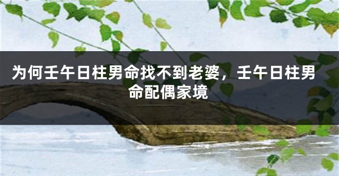 为何壬午日柱男命找不到老婆，壬午日柱男命配偶家境