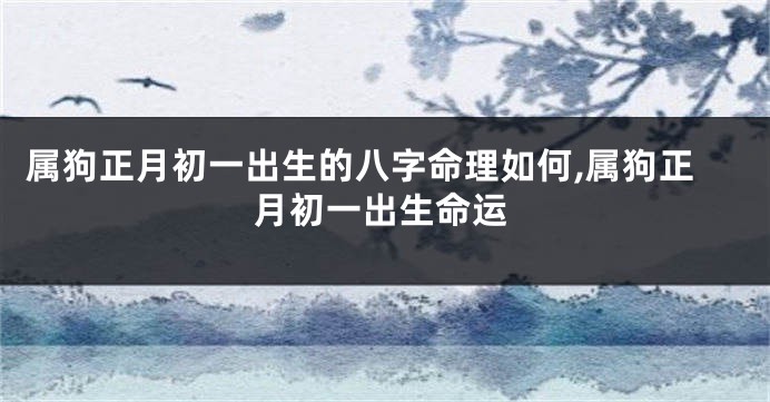 属狗正月初一出生的八字命理如何,属狗正月初一出生命运