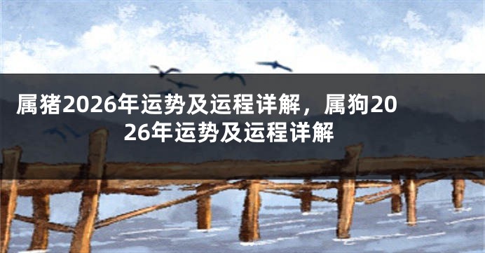 属猪2026年运势及运程详解，属狗2026年运势及运程详解