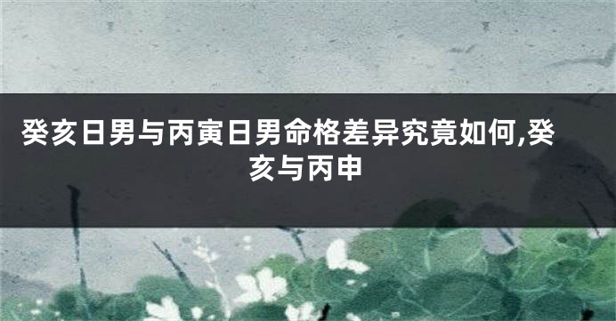 癸亥日男与丙寅日男命格差异究竟如何,癸亥与丙申