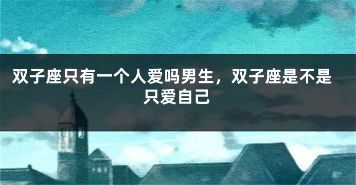 双子座只有一个人爱吗男生,双子座是不是只爱自己