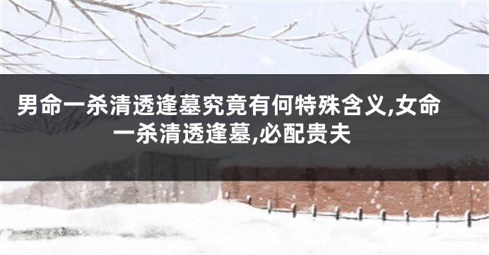 男命一杀清透逢墓究竟有何特殊含义,女命一杀清透逢墓,必配贵夫