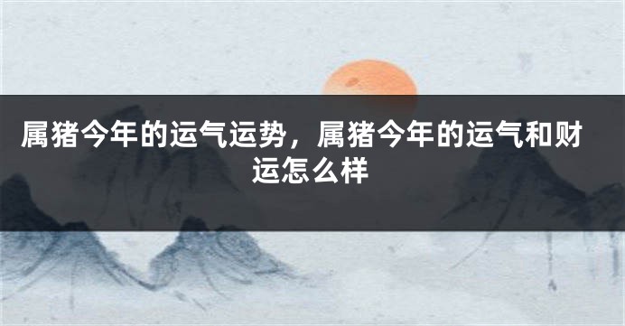 属猪今年的运气运势，属猪今年的运气和财运怎么样