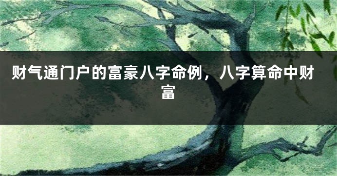 财气通门户的富豪八字命例，八字算命中财富