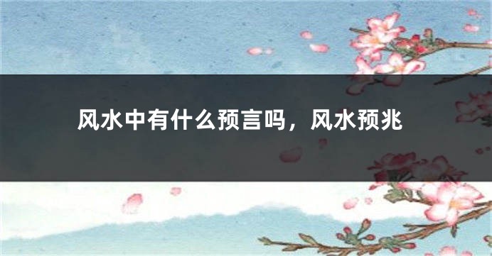 风水中有什么预言吗,风水预兆