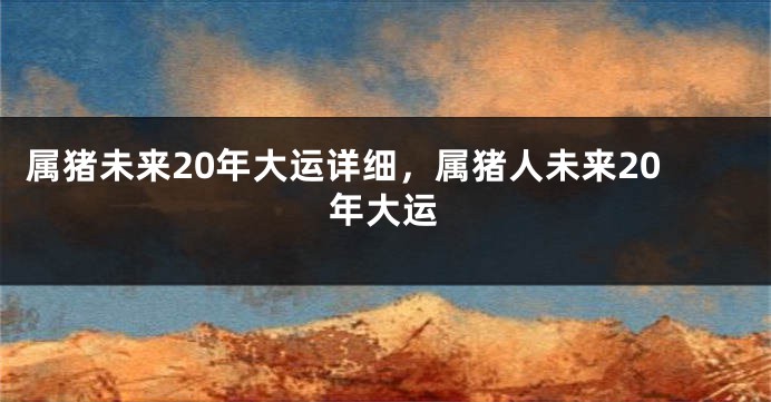 属猪未来20年大运详细，属猪人未来20年大运