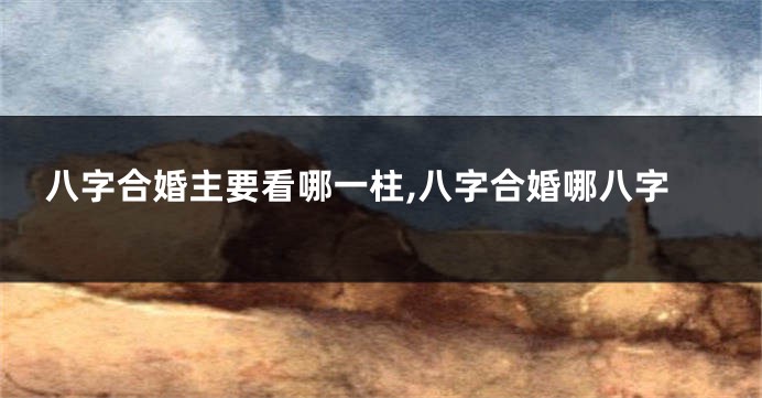 八字合婚主要看哪一柱,八字合婚哪八字