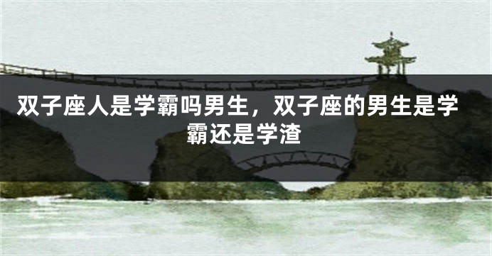 双子座人是学霸吗男生，双子座的男生是学霸还是学渣