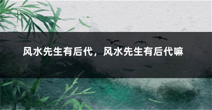 风水先生有后代，风水先生有后代嘛