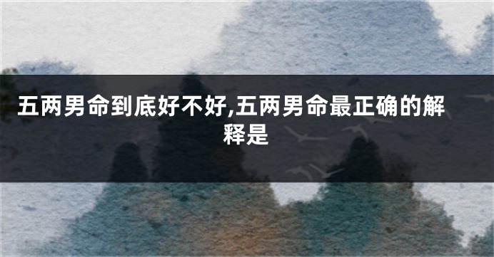 五两男命到底好不好,五两男命最正确的解释是