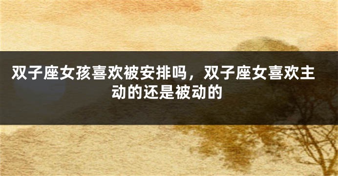 双子座女孩喜欢被安排吗，双子座女喜欢主动的还是被动的