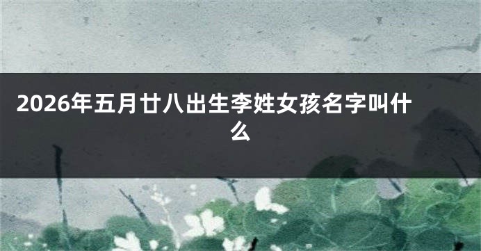 2026年五月廿八出生李姓女孩名字叫什么