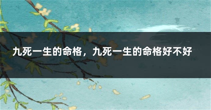 九死一生的命格,九死一生的命格好不好
